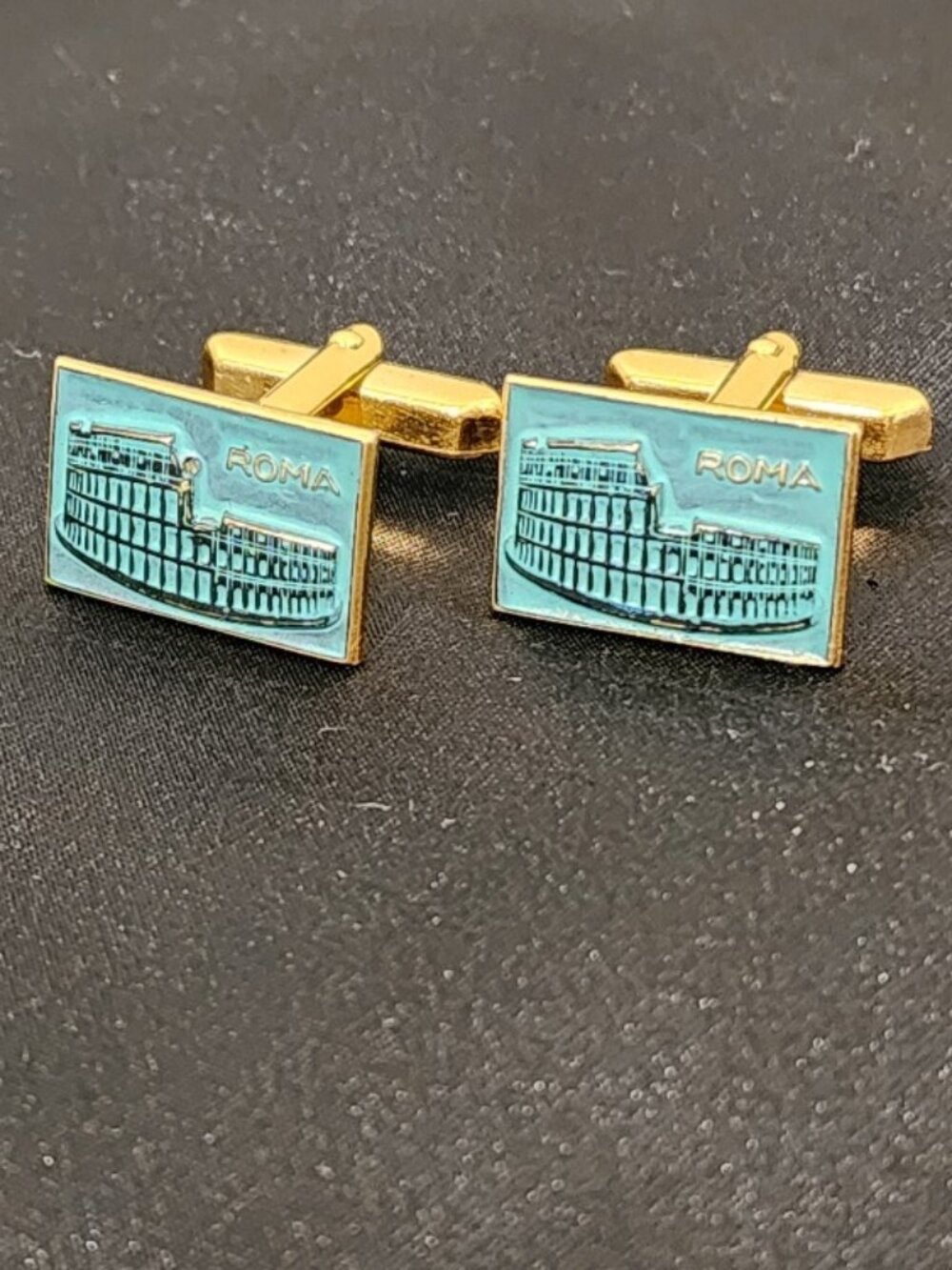 Vintage "ROMA" Gold & Enamel Cufflinks